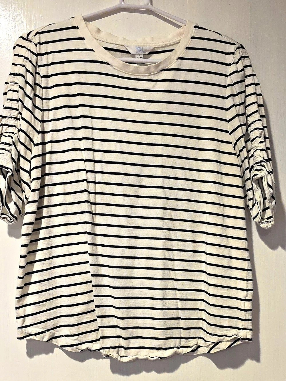 Striped Short Sleeve Top in White & Black
